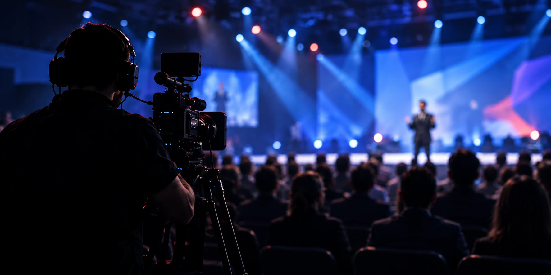 Videographer filming a live event